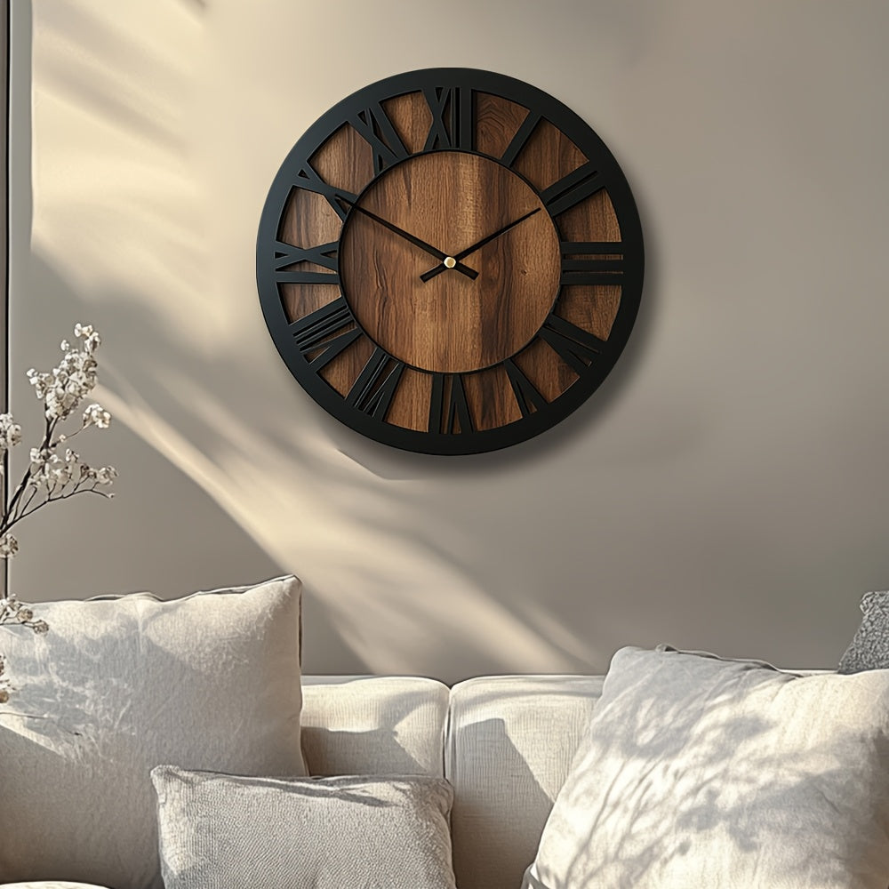 Naturisse Silent Wooden Wall Clock — Vintage Style, Artistic Design