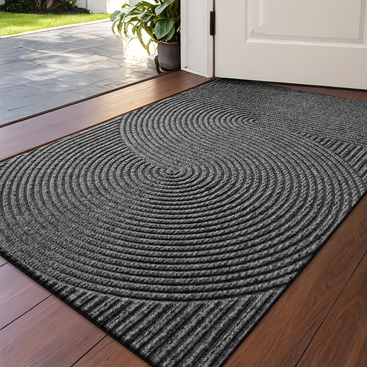 Home Horizon Geometric Striped Doormat — Non-Slip Backing, 75cm X 45cm