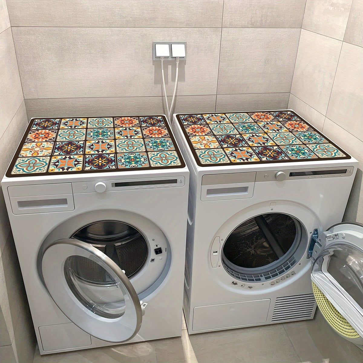Retro Mosaic Washing Machine Cover Mat - Souliia