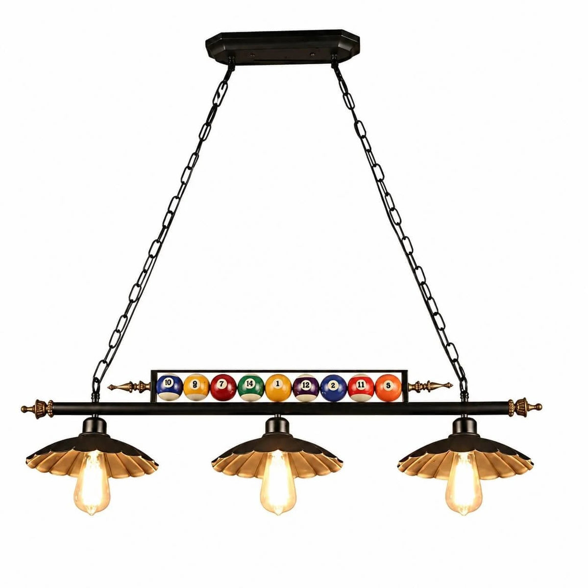 Vintage Industrial Billiard Pendant Light with Glass or Iron Shades | Souliia