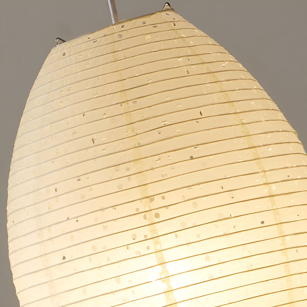 Traditionelle Japandi Wabi-Sabi Elliptische Papier-Pendelleuchte | Souliia