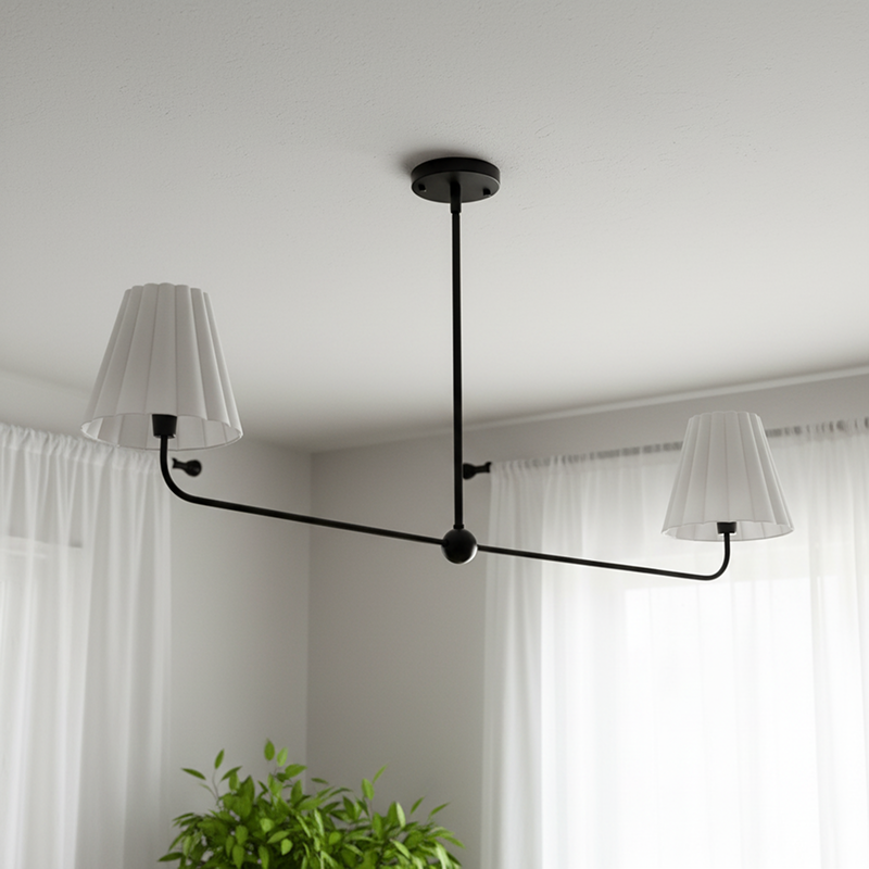 Ruffmeto Ruffled Shade Metal Frame Chandelier for Dining, Entry and Living Room | Souliia