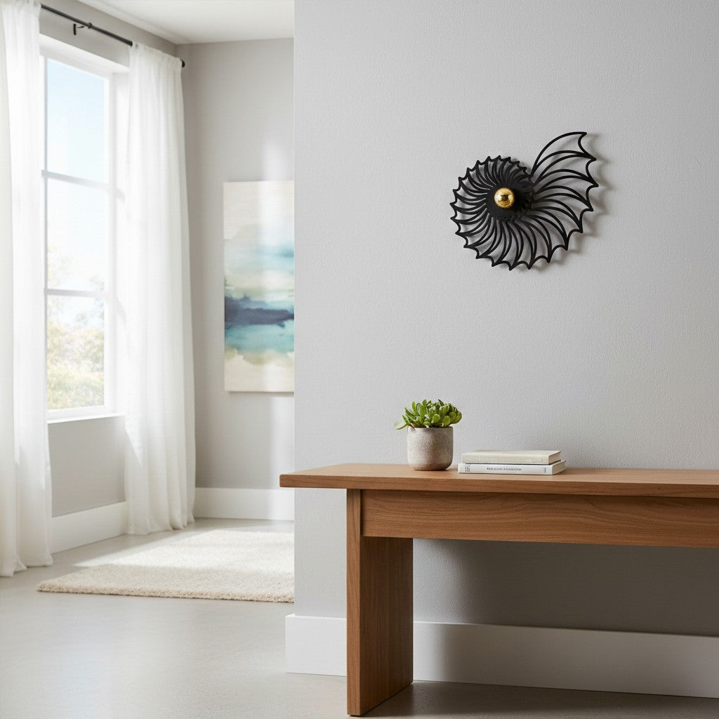 Spiralyn Nautilus-Schalen-Silhouette Moderne Wandleuchte - Beleuchtung für Wohnzimmer | Souliia