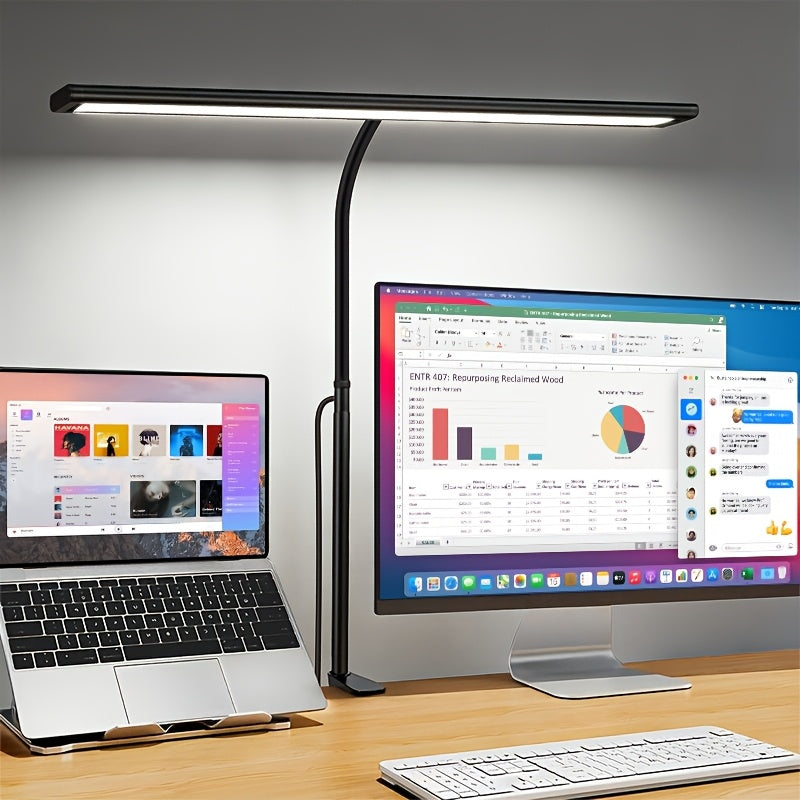 Widelux Ultra-Wide Clip-On Desk Lamp — 3-Color Temperature Control, Secure Desktop Clip