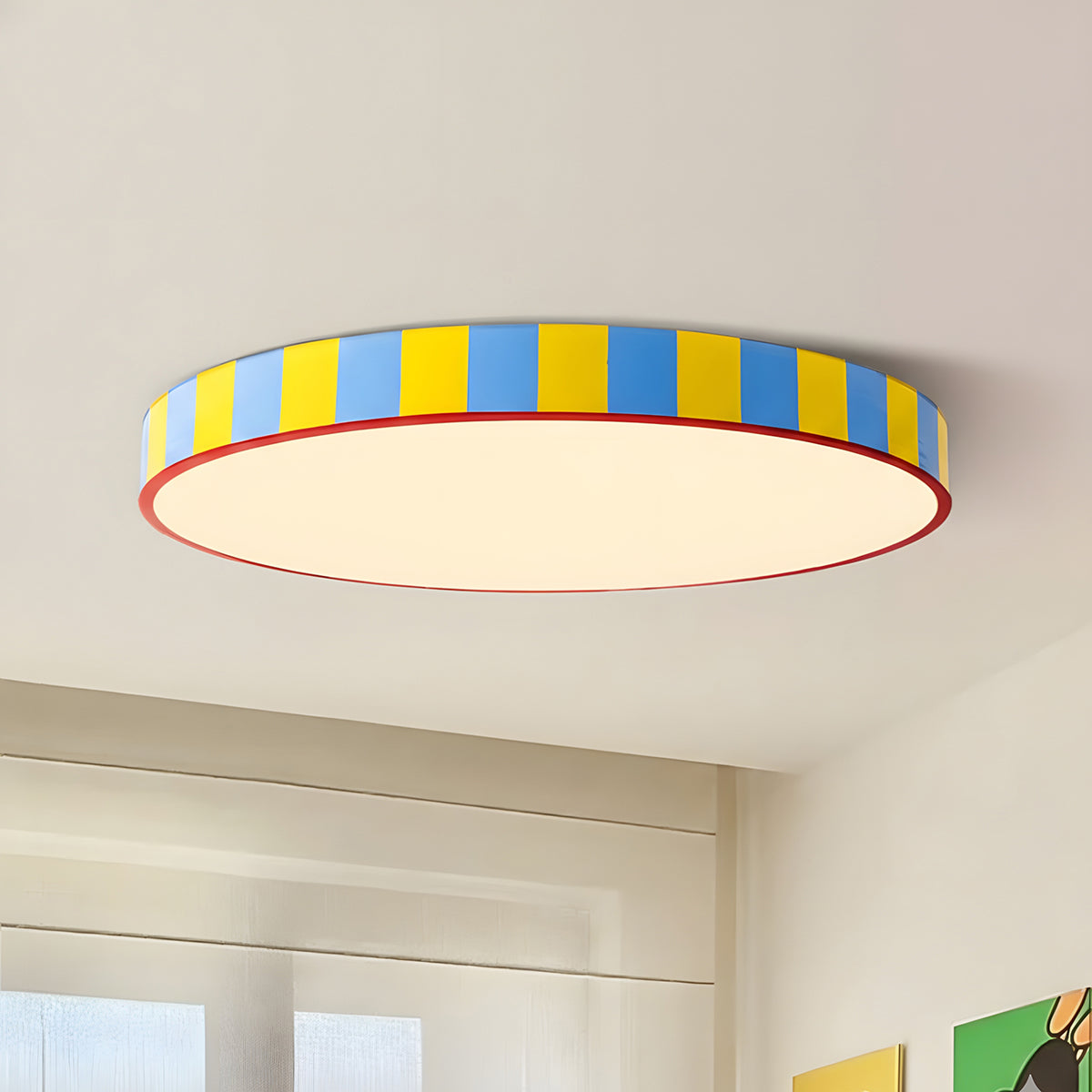 Saebery Modulo Stripe Flush Mount Ceiling Light - Round Striped Metal and Acrylic LED Fixture for Bedroom and Hallway | Souliia