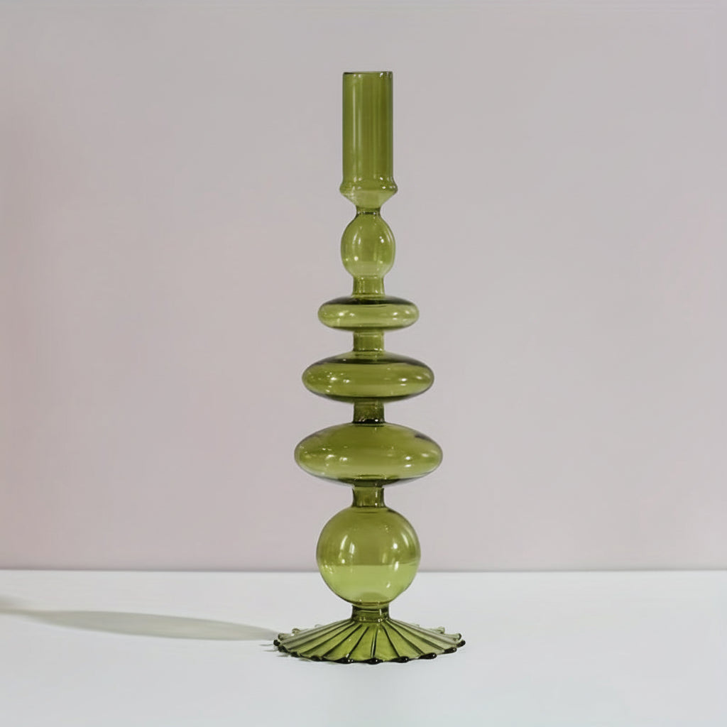 Auravine Glass Vase & Candle Holder — Sculptural, Minimalist Profile