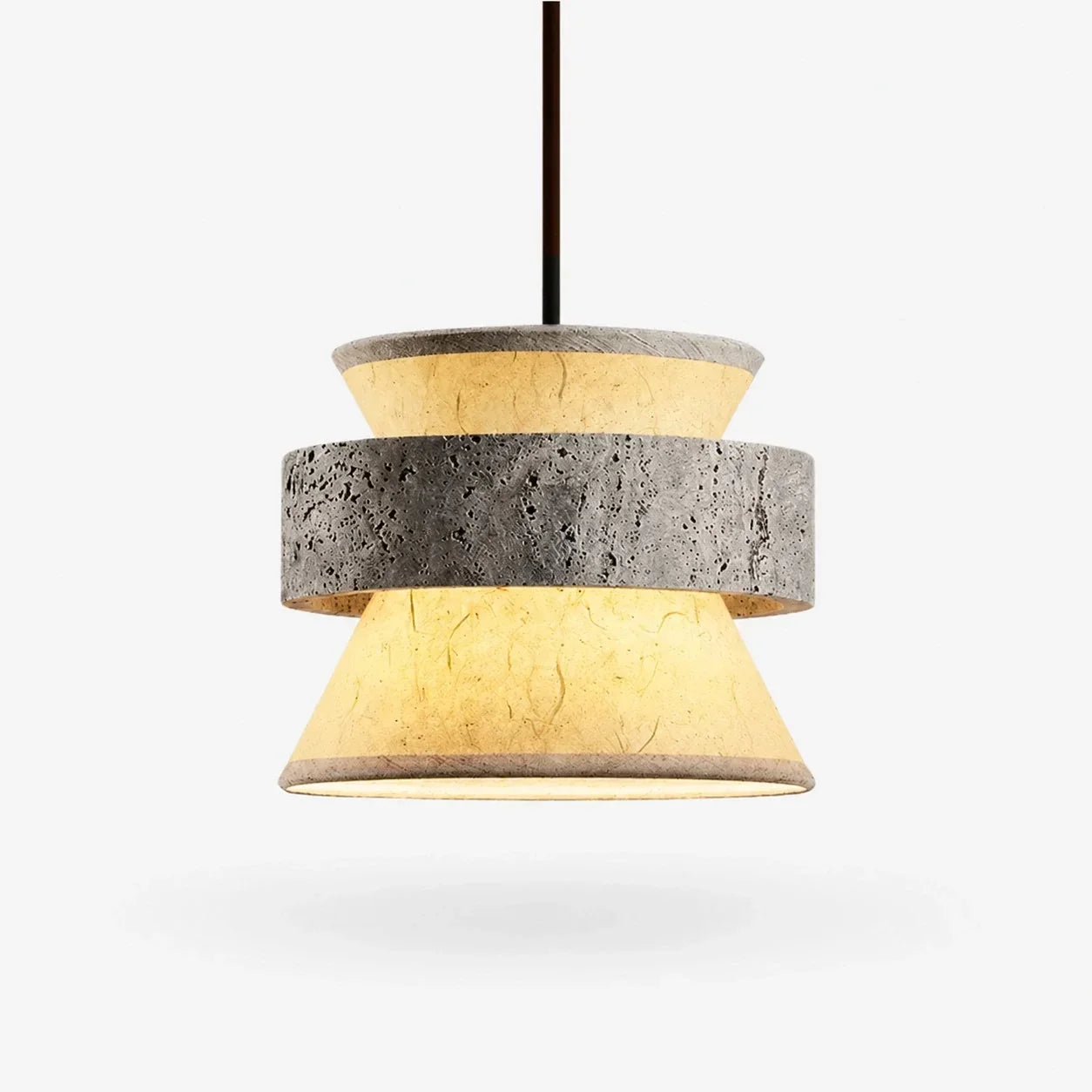 Silver Stone Texture Rice Paper Pendant Light | Souliia