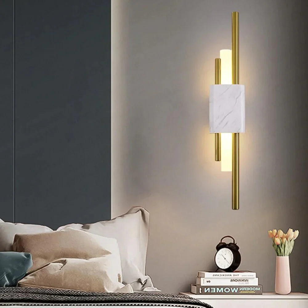 Refined Radiance Marble Accents Wall Light | Souliia