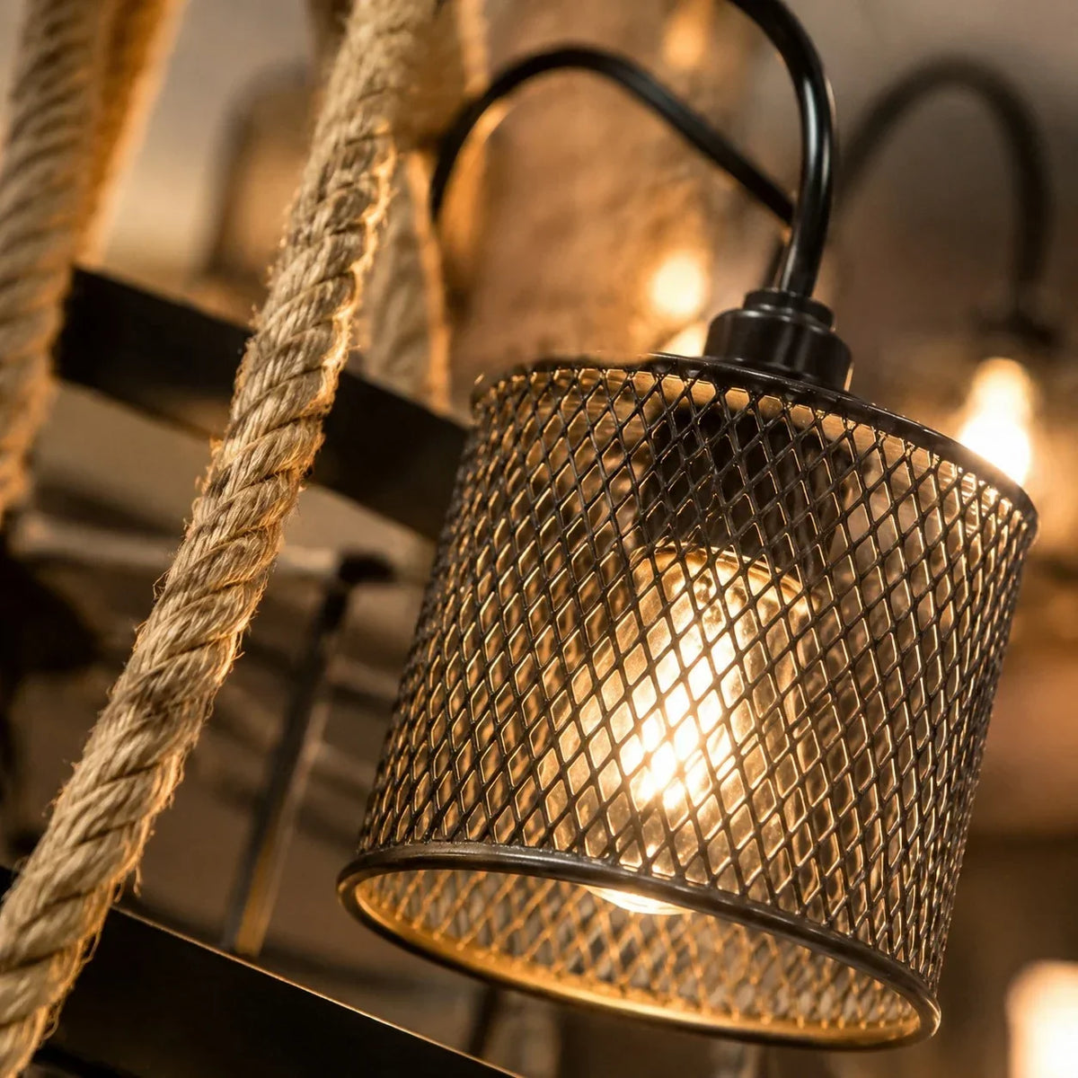 Rustic Farmhouse Rope Chandelier | Souliia