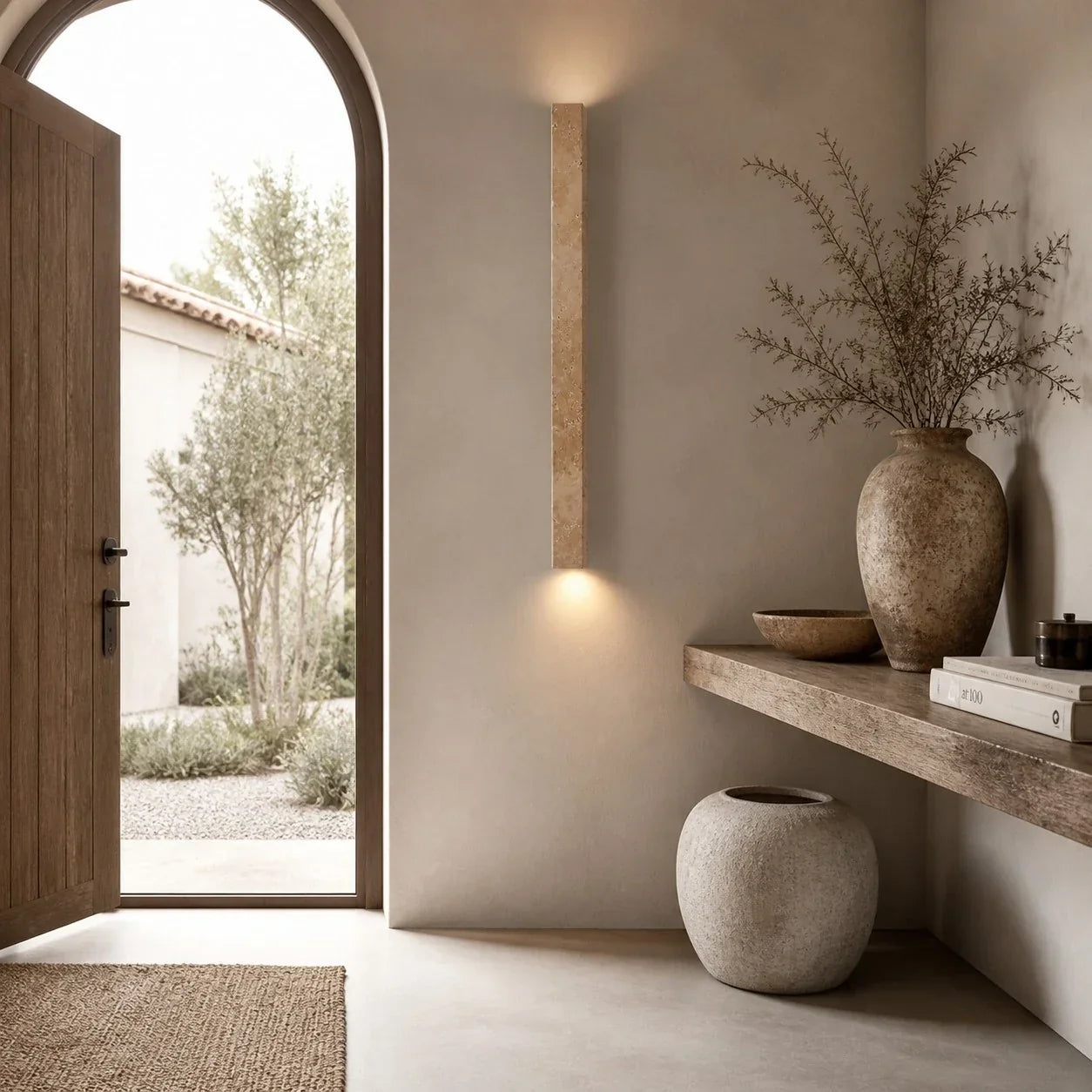 Stone Linear Wall Sconce, Up Down Wall Light for Hallway, Vanity, Bedroom and Stairway | Souliia