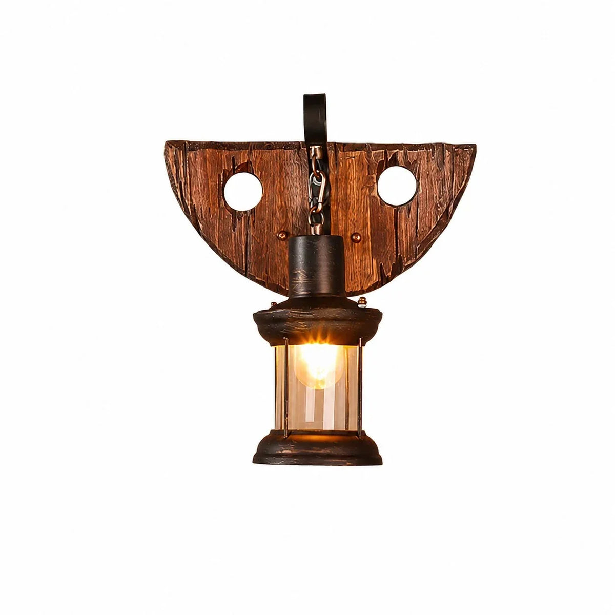 Rustic Ship Wood Industrial Wall Sconce Lamp | Souliia