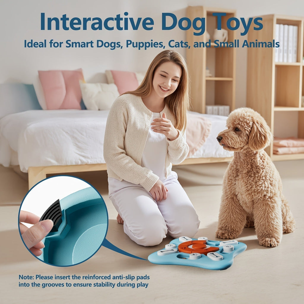 BrainFetch Interactive Puzzle IQ Slow Feeder — Sliding Compartment System, Cognitive Eating Trainer for Dogs