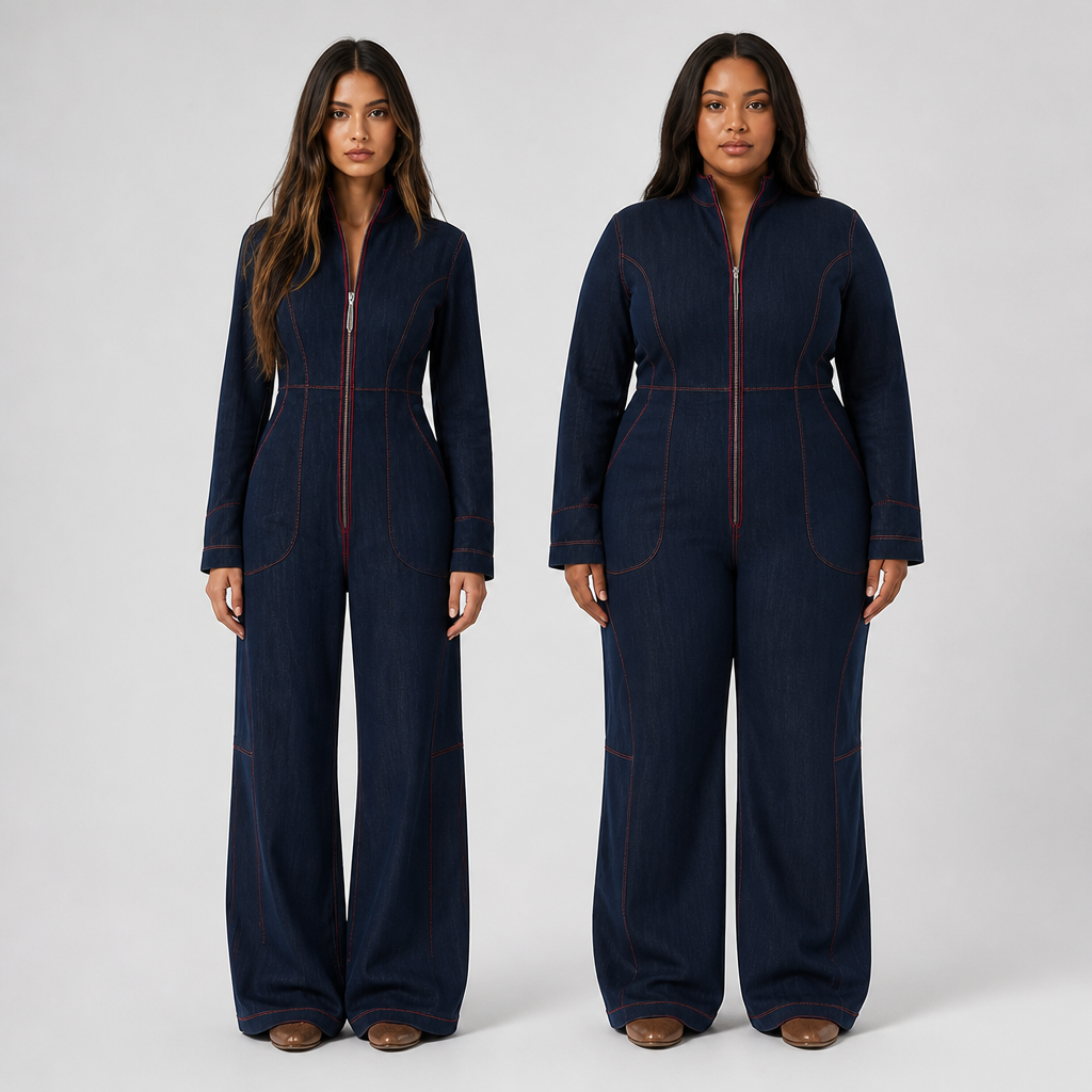 Velozia – Waist-Sculpting Wide-Leg Denim Jumpsuit with Zip Front - Souliia