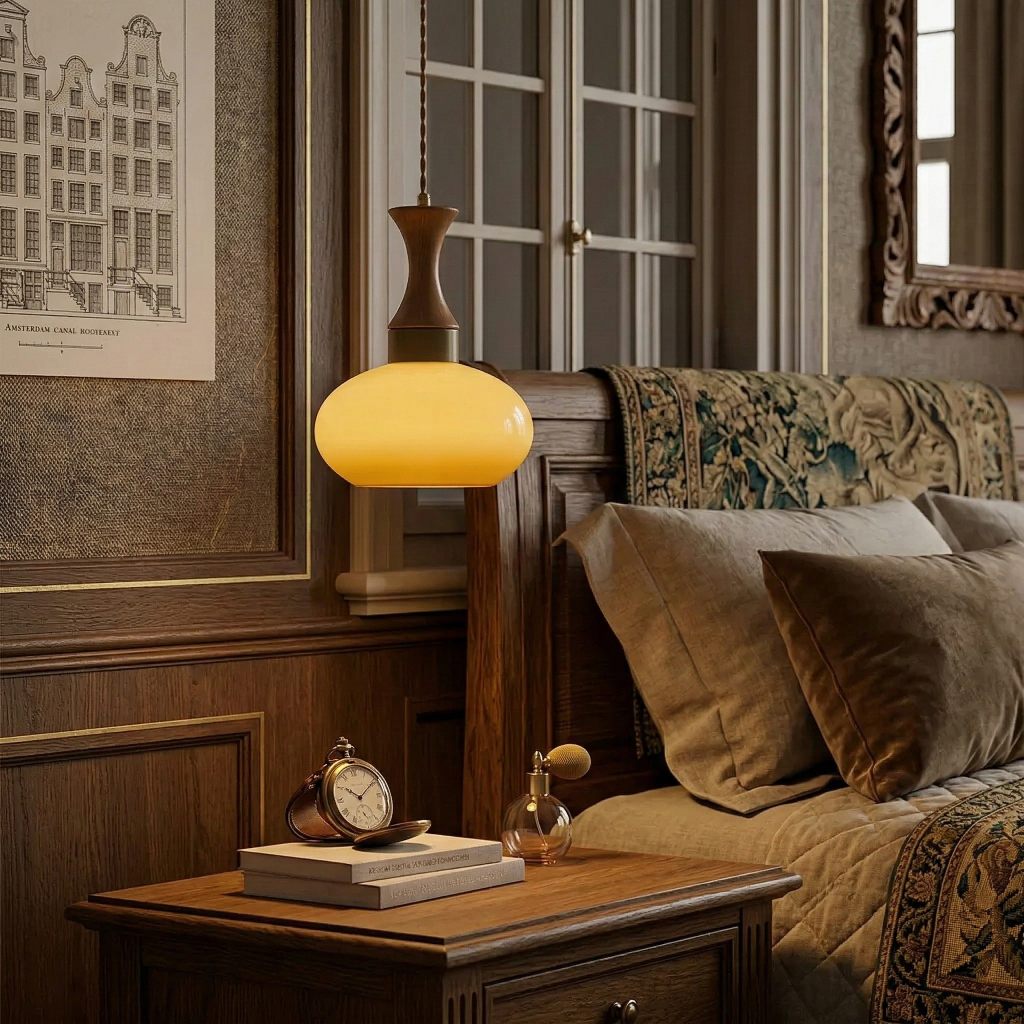 Velora Scandinavian Farmhouse Pendant with Glass Shade Modern Plug-In Design | Souliia