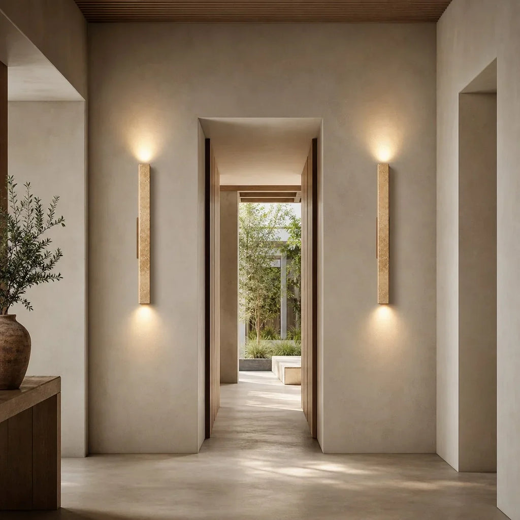 Stone Linear Wall Sconce, Up Down Wall Light for Hallway, Vanity, Bedroom and Stairway | Souliia