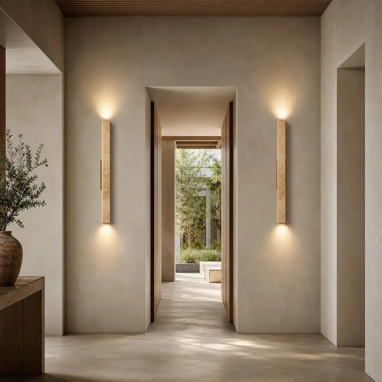 Stone Linear Wall Sconce, Up Down Wall Light for Hallway, Vanity, Bedroom and Stairway | Souliia