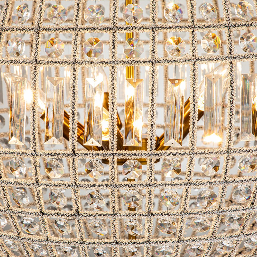 Luxurious Vintage Crystal Globe Chandelier with Antique Brass Finish | Souliia
