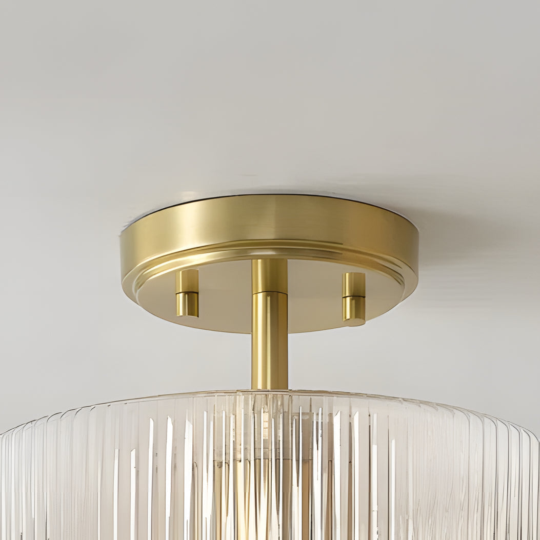 Rivora Fluted Glass Ceiling Lamp Contemporary Semi Flush Mount for Entryway and Living Room | Souliia