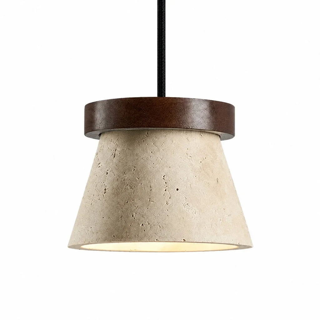 Mini lampada a sospensione vintage in travertino giallo | Souliia