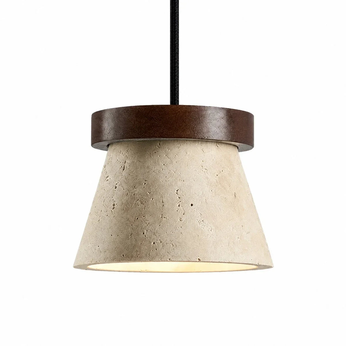 Mini lampada a sospensione vintage in travertino giallo | Souliia