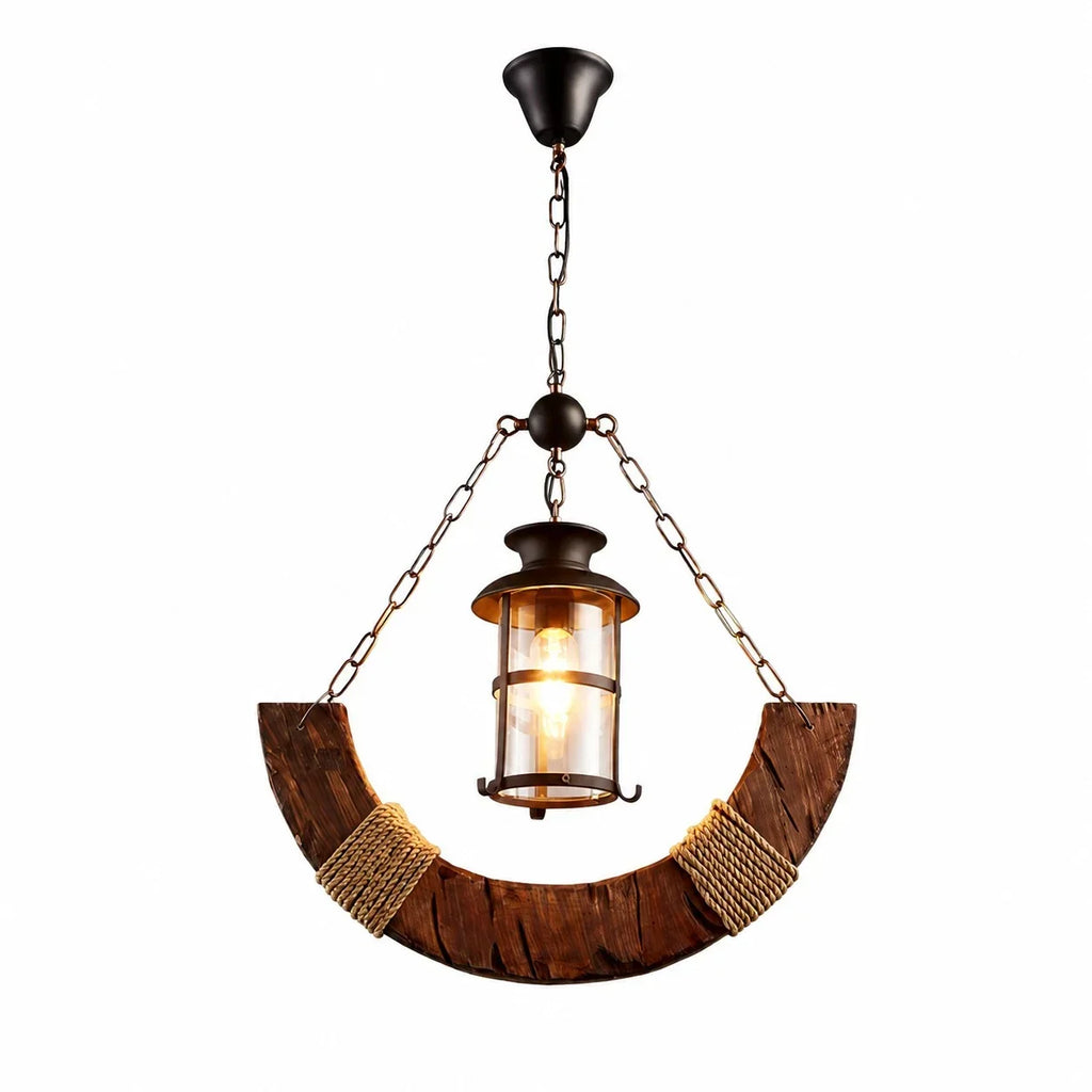 Rustic Industrial Solid Wood Pendant Light Collection | Souliia