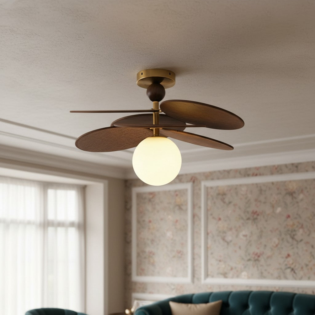 Orrise Cascading Leaf Ceiling Light - Modern Metal and Wood for Bedrooms and Living Rooms | Souliia