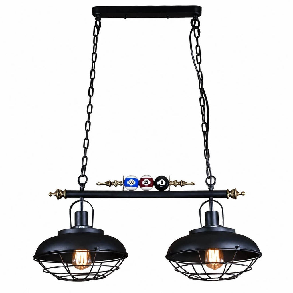 Vintage Industrial Billiard Pendant Light with Glass or Iron Shades | Souliia