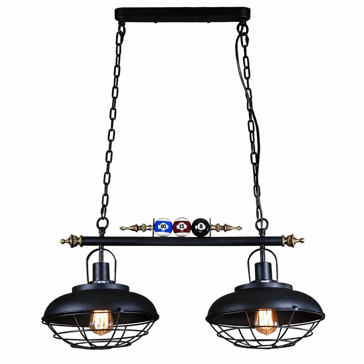 Vintage Industrial Billiard Pendant Light with Glass or Iron Shades | Souliia