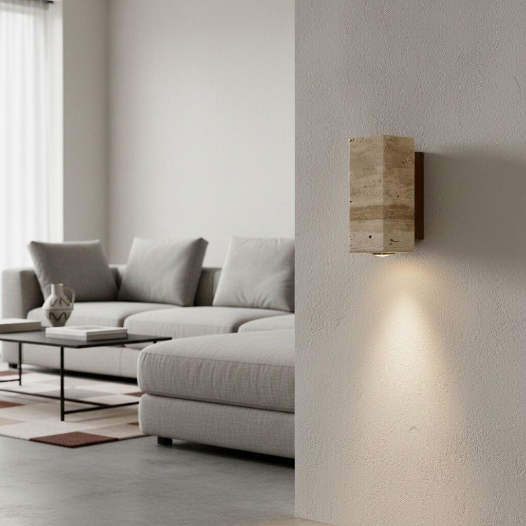 Slivara Natural Stone Wall Sconce - Vintage Light for Living Room | Souliia