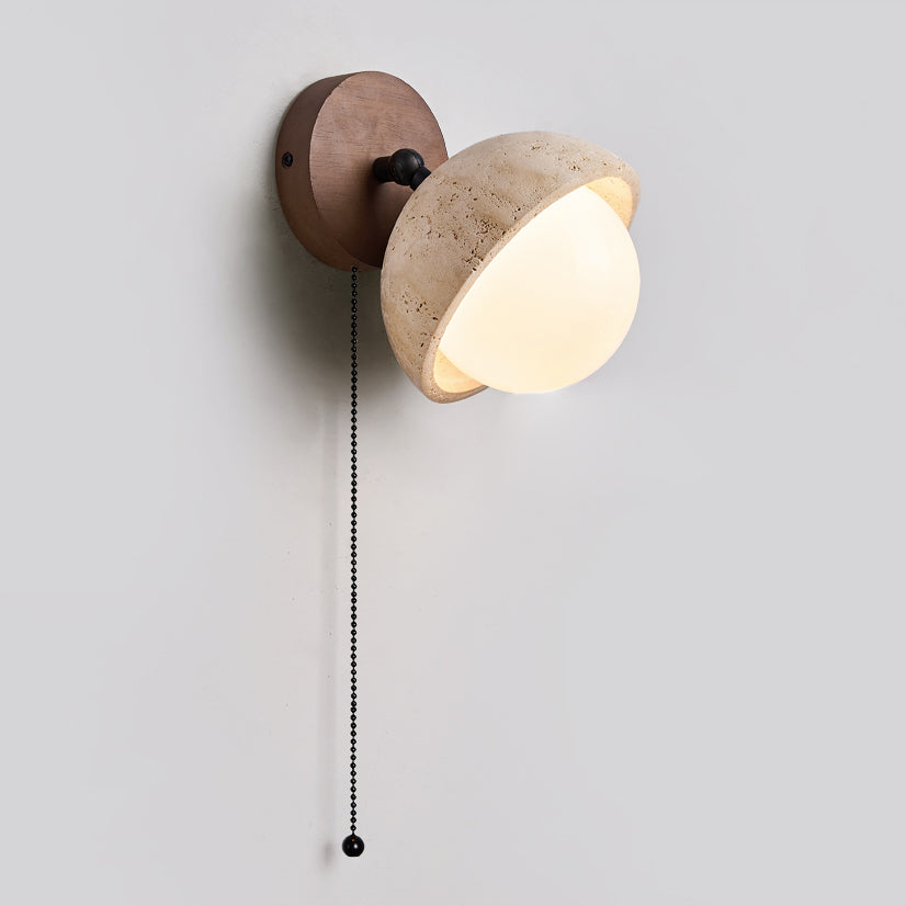 Modern Travertine Wall Lamp – Minimalist Stone Sconce for Bedroom Living Room Hallway | Souliia