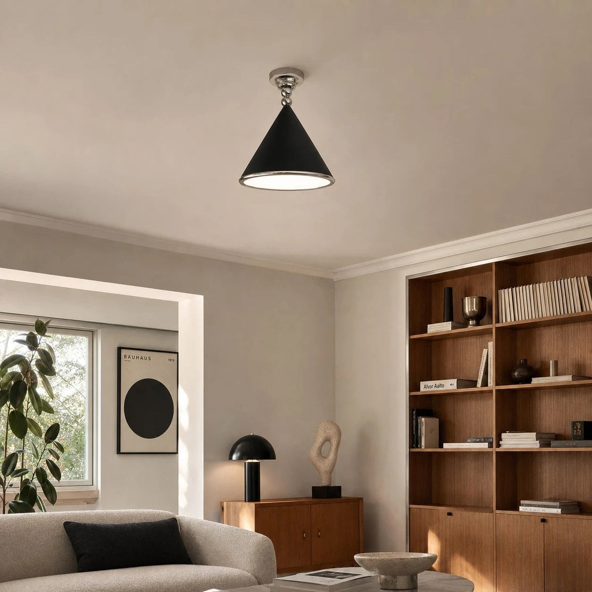 Modern, krémszínű, kúpos LED mennyezeti lámpa | Souliia