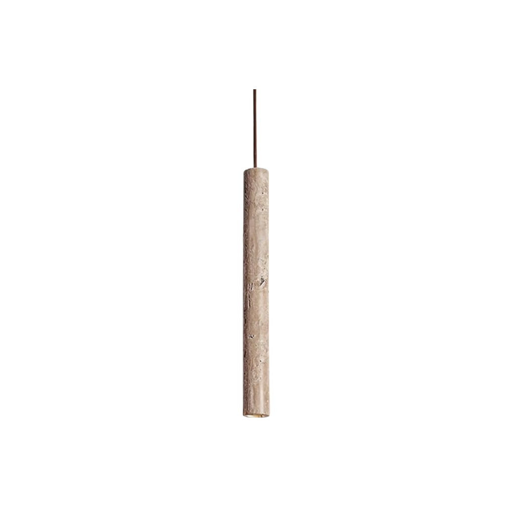 Marbled Travertine Cylinder Modern Pendant Light | Souliia