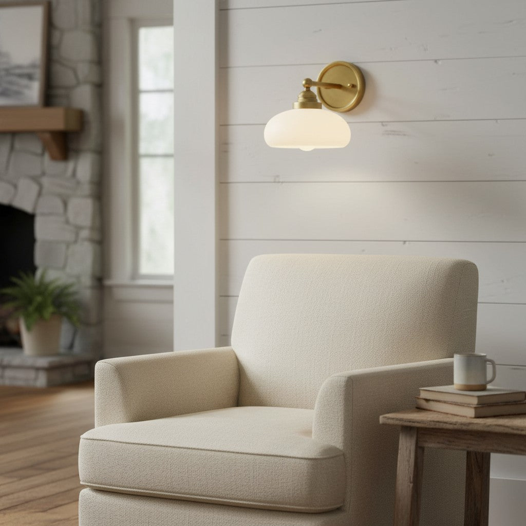 Velora Vintage Industrial Wall Sconce with Glass Shade for Hallway and Entryway | Souliia