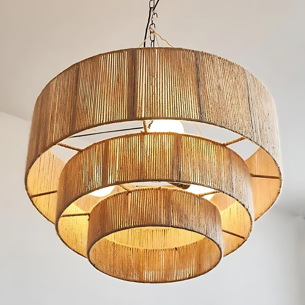 The Elegant Woven Waterfall Rattan Pendant Light | Souliia