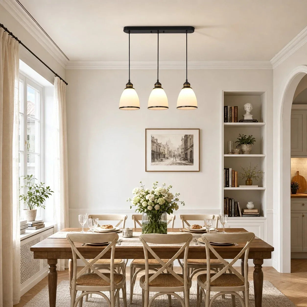 Three Head Glass Pendant Lamp | Souliia