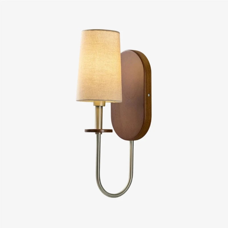 Massivholz Stoff-Wandleuchte | Souliia