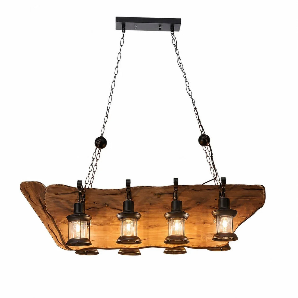 Rustic Industrial Solid Wood Pendant Light Collection | Souliia