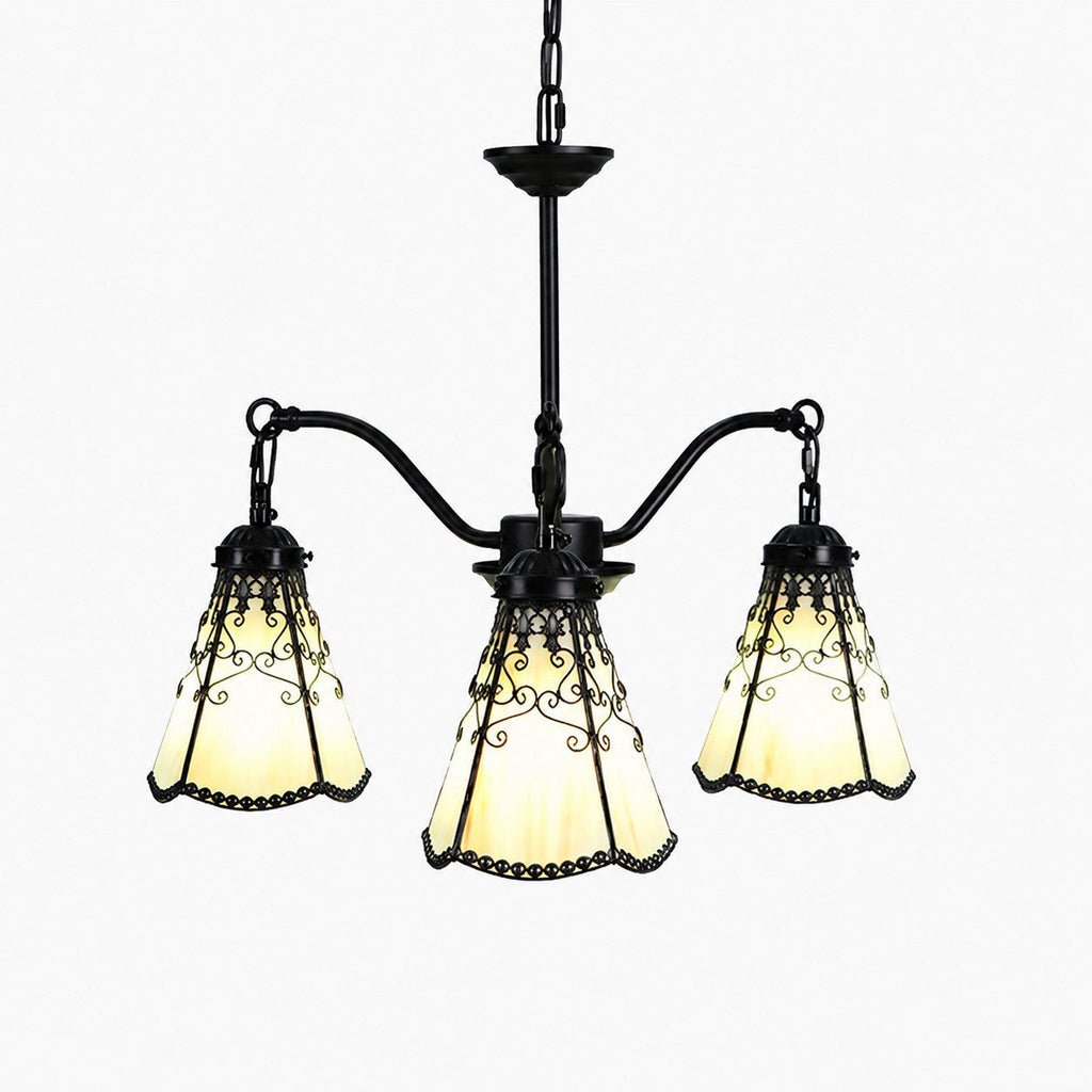 Tiffany-Style 3-Light Glass Pendant Chandelier | Souliia