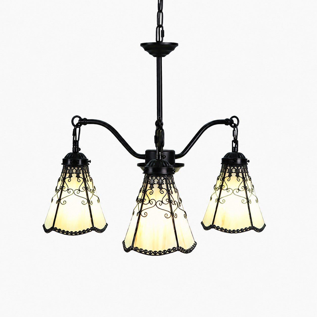 Tiffany-Style 3-Light Glass Pendant Chandelier | Souliia