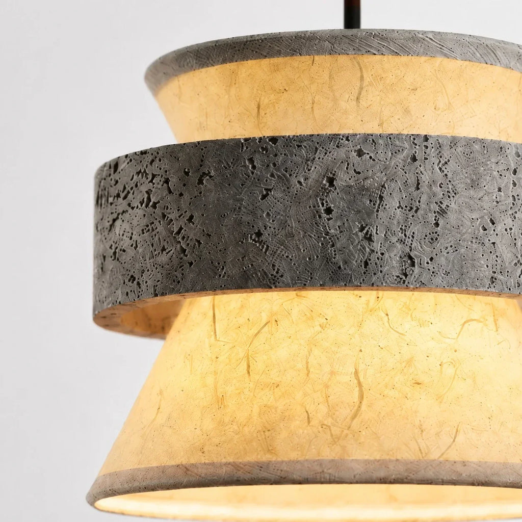 Silver Stone Texture Rice Paper Pendant Light | Souliia