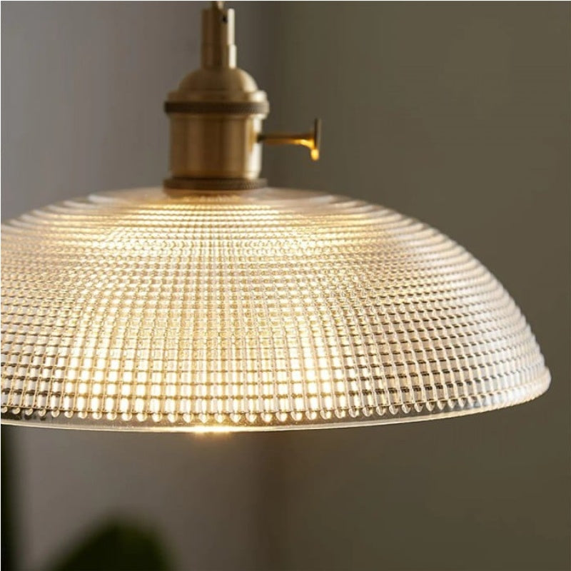 Solrib Gerippte Schalen-Pendelleuchte - Vintage-Glasleuchte für Esszimmer | Souliia