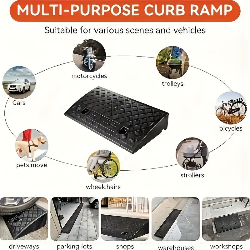 Set of 2 Curb Ramps, 10 cm Height, Made of PE - Souliia
