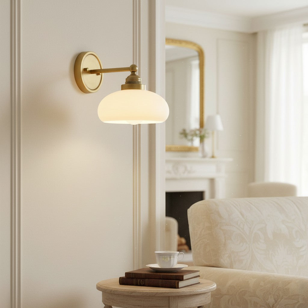 Velora Vintage Industrial Wall Sconce with Glass Shade for Hallway and Entryway | Souliia