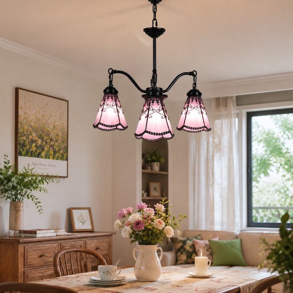 Tiffany-Style 3-Light Glass Pendant Chandelier | Souliia