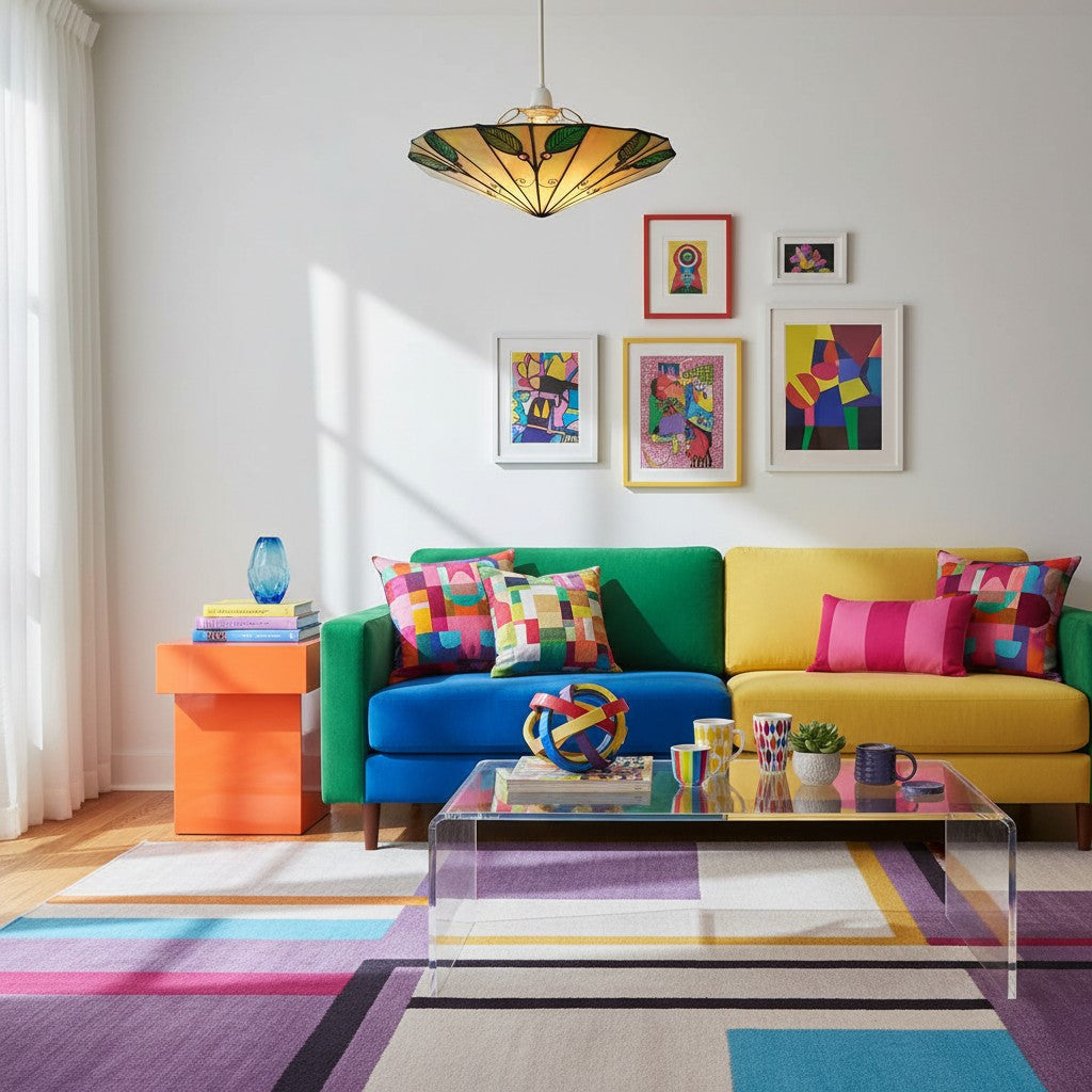 TF Colorful Stained Glass Leaf Pendant – Retro Tiffany Shade with Metal Frame for Kitchen Island and Reading Nook | Souliia