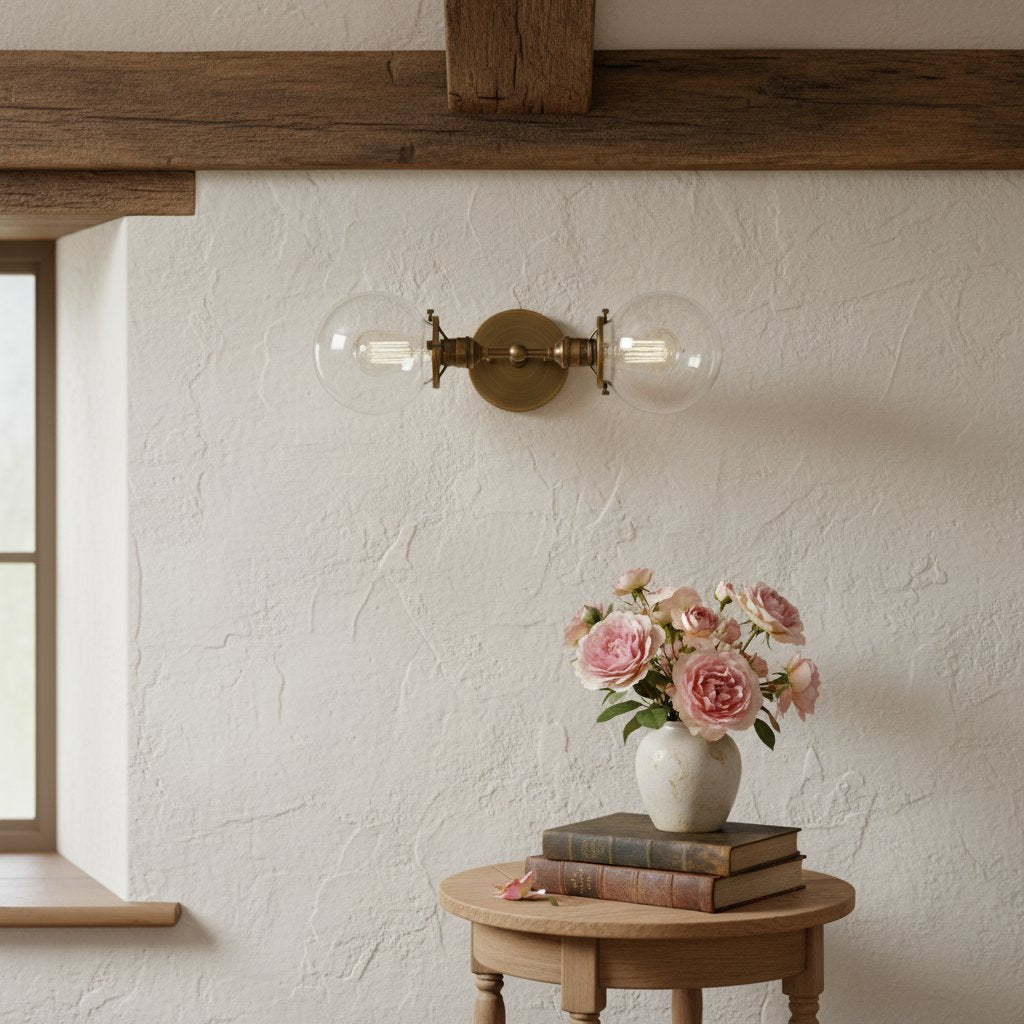 Lumio Globe klare Glas-Wandleuchte – moderne industrielle Wandlampe für Waschtisch & Flur | Souliia