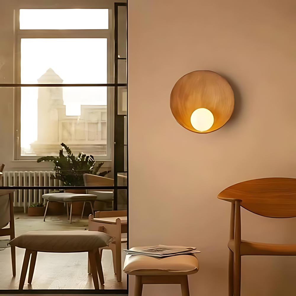 Serenity Modern Resin Japandi Metal Wall Lamp | Souliia