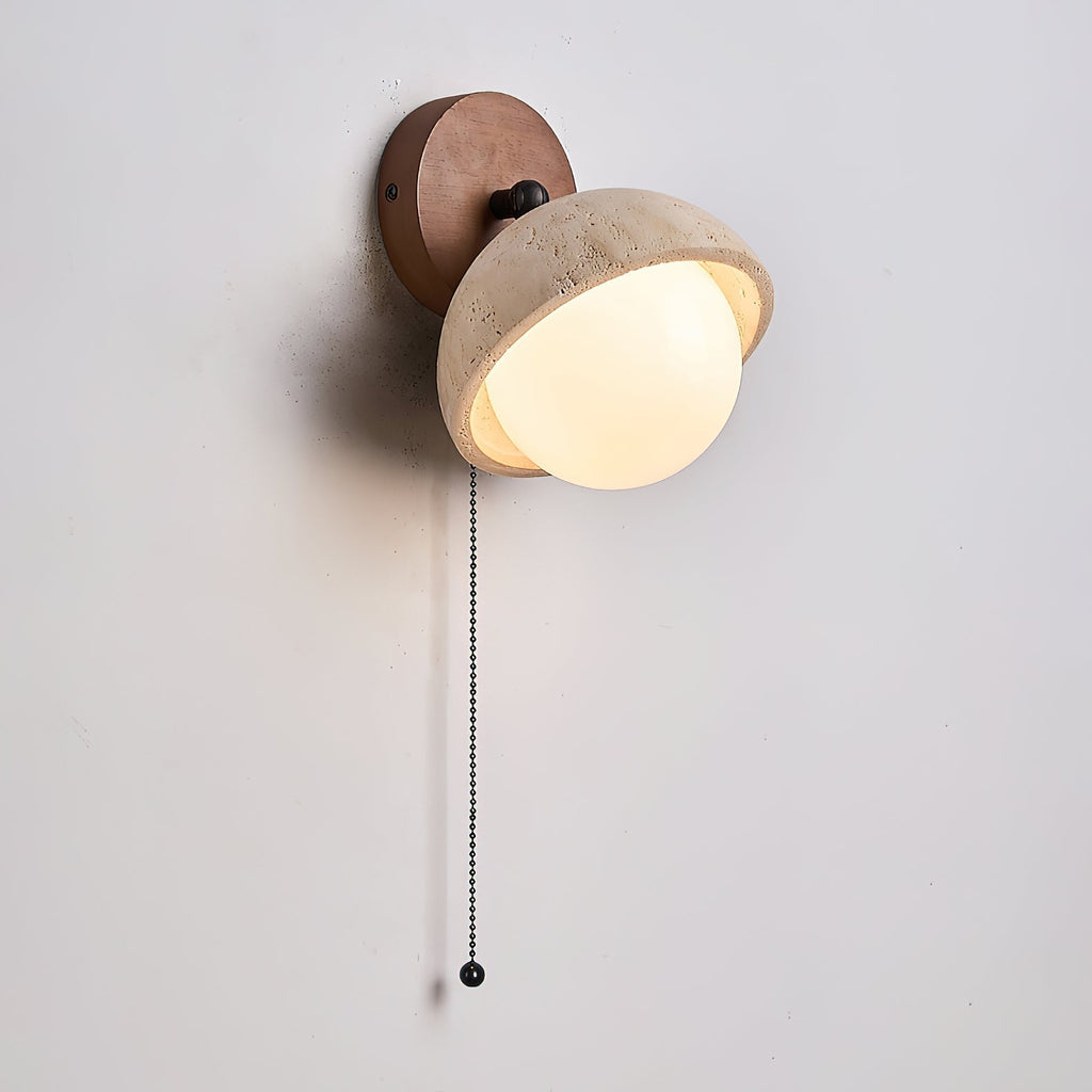 Modern Travertine Wall Lamp – Minimalist Stone Sconce for Bedroom Living Room Hallway | Souliia