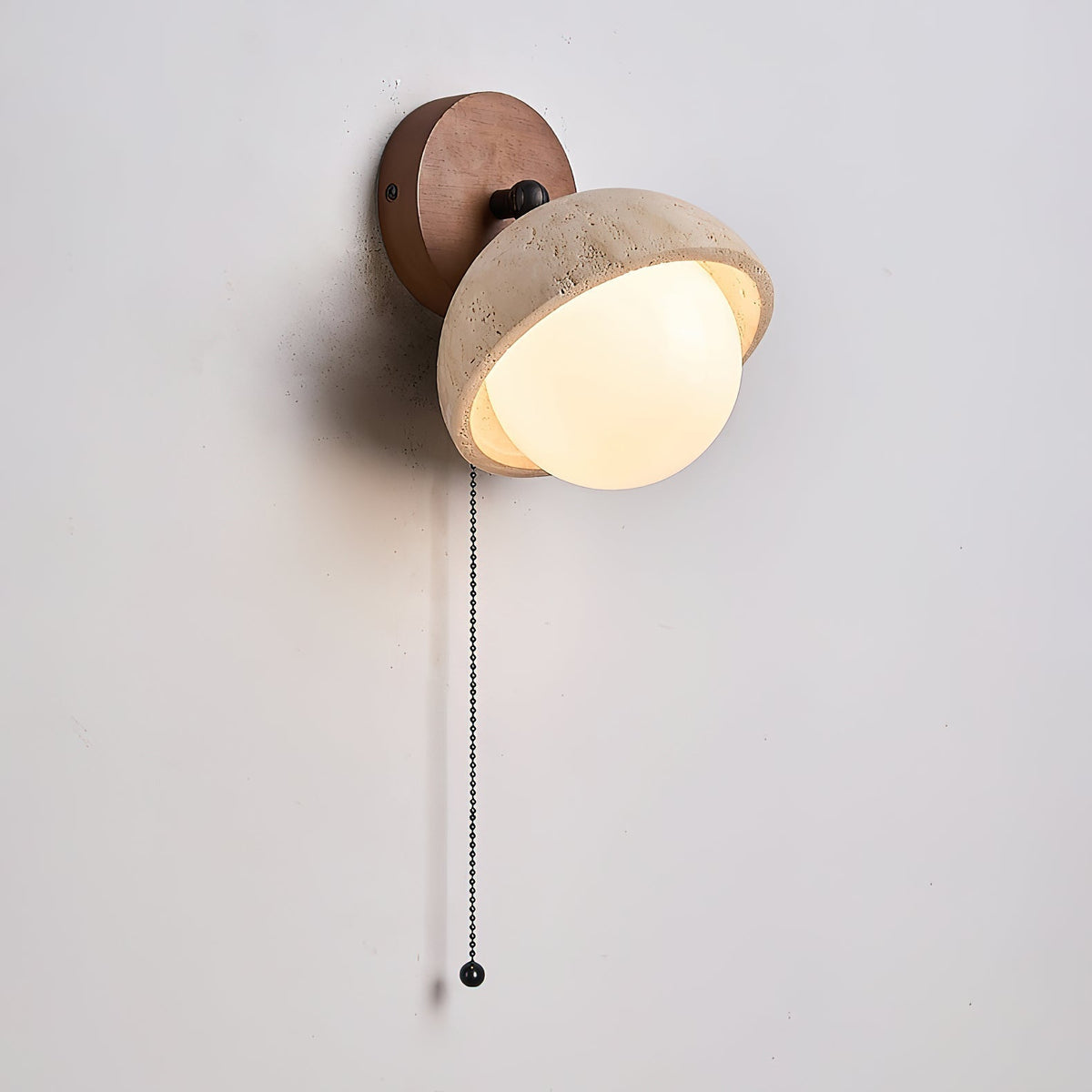 Modern Travertine Wall Lamp – Minimalist Stone Sconce for Bedroom Living Room Hallway | Souliia