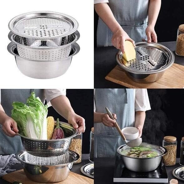 Vegetable Slicer Set with Grater, Strainer, and Mixing Bowl - Souliia
